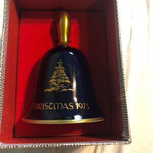 Lindner Kueps Cobalt Blue 24 Karat Gold Trim Handmade Porcelain Bell 1973 Bavari